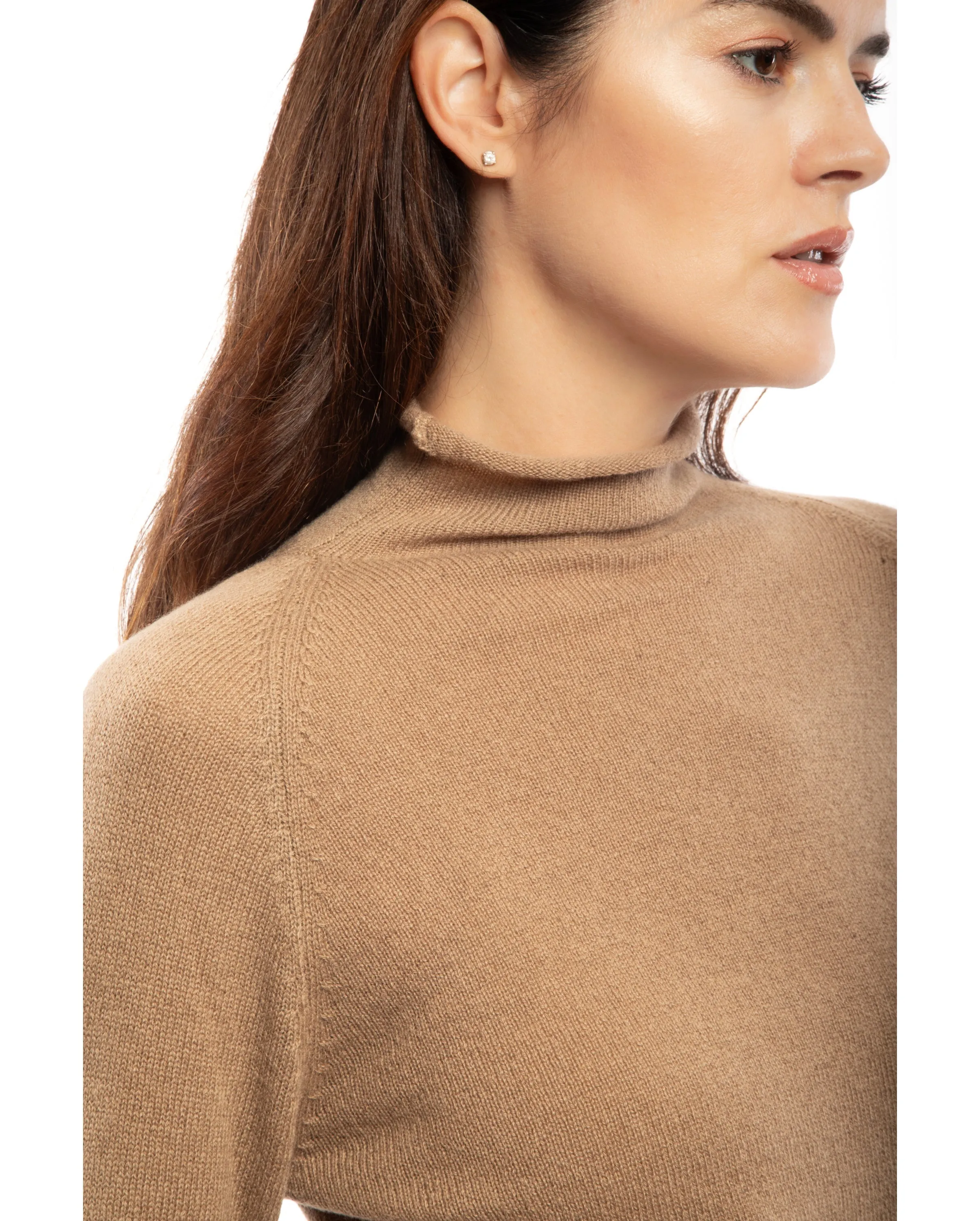 Women's Ultralight Cashmere Raglan Turtleneck Peach