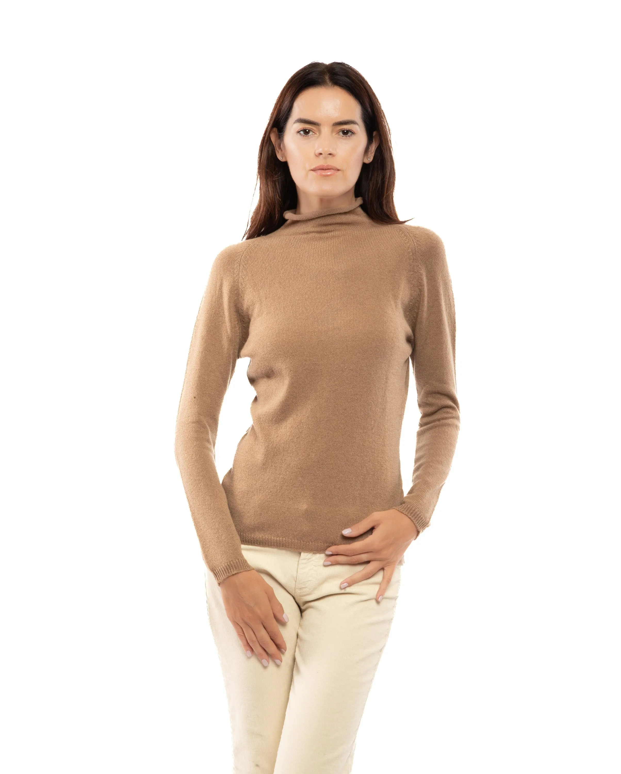 Women's Ultralight Cashmere Raglan Turtleneck Peach