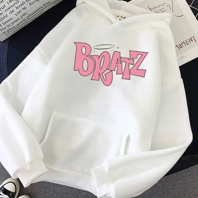 Y2K Kawaii Fashion BRATZ Letter Printed Oversized Casual Hoodie For Women |Clothing Apparels|