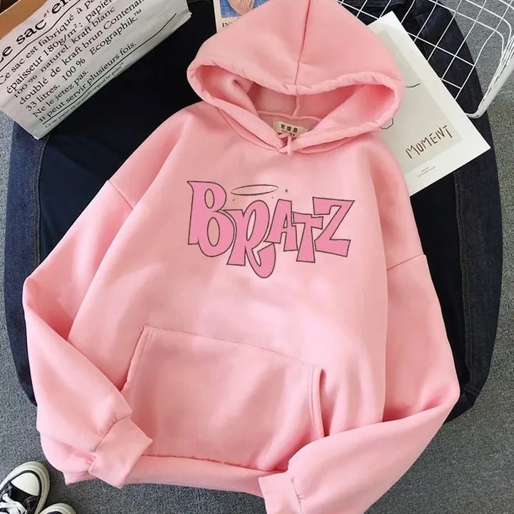 Y2K Kawaii Fashion BRATZ Letter Printed Oversized Casual Hoodie For Women |Clothing Apparels|