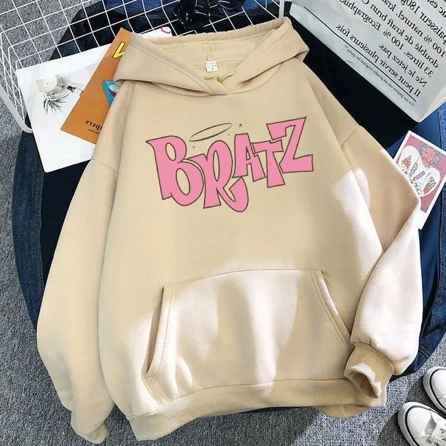 Y2K Kawaii Fashion BRATZ Letter Printed Oversized Casual Hoodie For Women |Clothing Apparels|