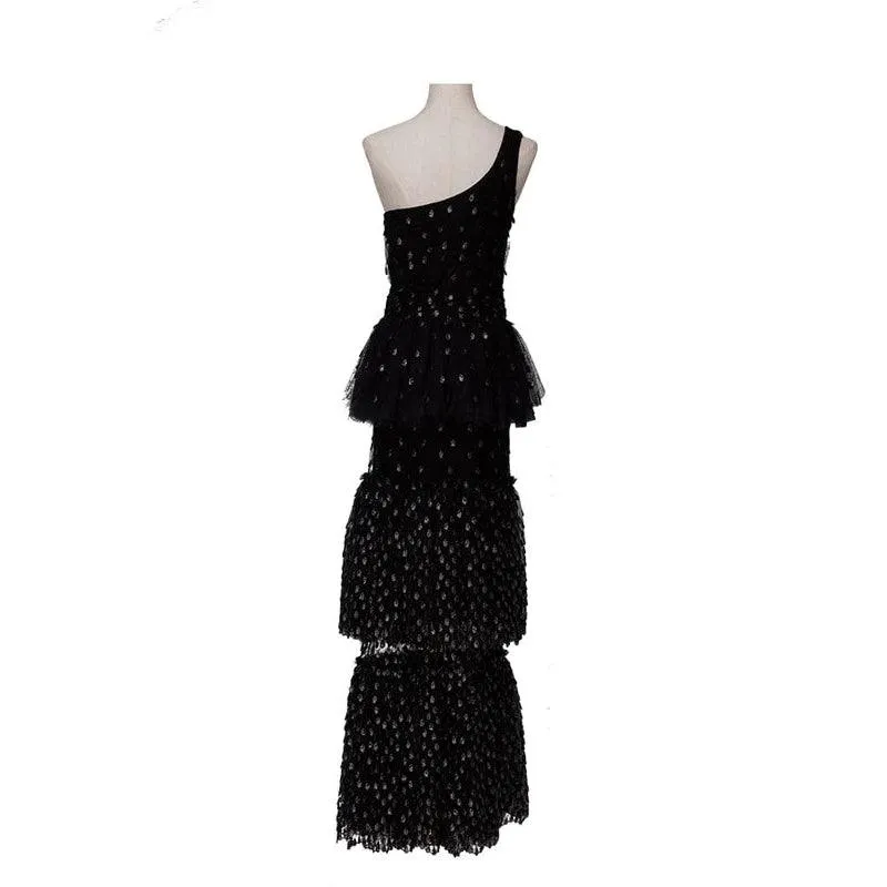 YASYA MINOCHKINA Black Tiered Maxi Dress