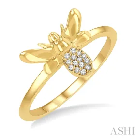 Yellow Gold Bumble Bee Round Cut Petite Fashion Ring