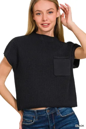 Z Mock Neck Crop Sweater