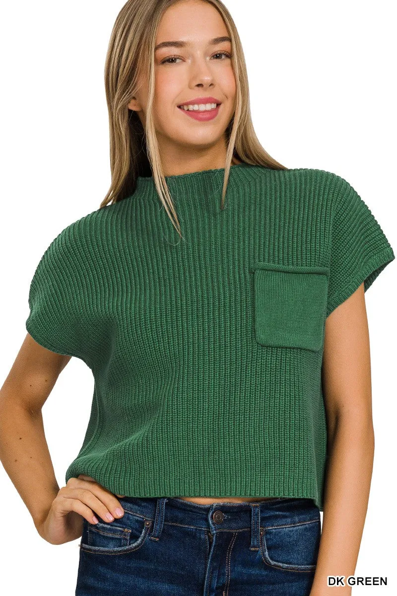 Z Mock Neck Crop Sweater